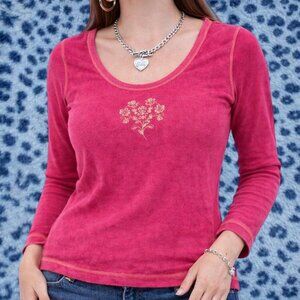 Vintage 2000s Xeit usa 3/4 sleeve rhinestone graphic top